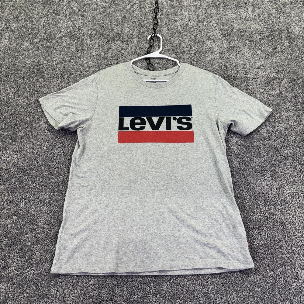 Levi's Shirt Mens Medium Gray Colorblock Logo Graphic Tee Tagless Casual